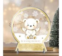 In Loving Memory Personalised Acrylic Flat Snowglobe Shaped Plaque - Remembering Miscarriage, Stillborn, Lost Angel Babies - for Grieving Parents' Tribute Keepsake Gift (Gold)