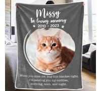 In Loving Memory Personalised Throw Blanket, Cat Blanket Gifts, Cat Memorial Gifts for Loss of Cat, Pet Memorial Gifts, Sympathy Pet Loss Gift, Cat Lover Gifts for Women
