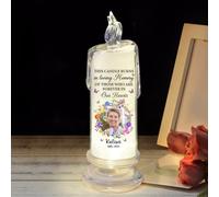 In Loving Memory Personalized 3D LED Memorial Pillar Candles for Loss of Loved One, Custom Sympathy Bereavement Gift Ideas (Style 3)