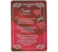 In Loving Memory Sister Christmas Grave Card - Weatherproof Memorial Plaque - Outdoor Cemetery Graveside Tribute with Writable Message Panel