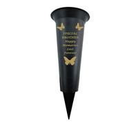 In Loving Memory Verse Graveside Memorial Grave Spiked Flower Vase (Brother, Black & Gold)