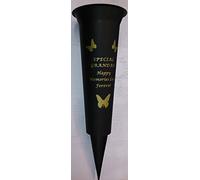 In Loving Memory Verse Graveside Memorial Grave Spiked Flower Vase (Grandad, Black & Gold)