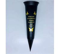 In Loving Memory Verse Graveside Memorial Grave Spiked Flower Vase (Grandma, Black & Gold)