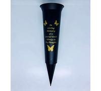 In Loving Memory Verse Graveside Memorial Grave Spiked Flower Vase (Uncle, Black & Gold)