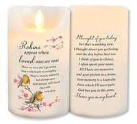 in Loving Memory Wax Coated Led Candle with Timer and Realistic Flickering Flame Robin Prayer Candle