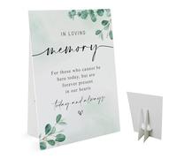 In Loving Memory Wedding Sign(8 x 11 Inch Table Sign with Holder) Greenery Wedding Sign for Those Who Cannot Be Here Today, Wedding Memorial Sign -WEEDS18