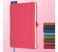 IN-LUXPRO 2025-2026 Academic Diary A5 Week to View (21.9x16.4 cm) Spiral 18 Months (Jul'25 - Dec'26) Weekly & Monthly Planner with Month Tabs & Pocket,Expenses/Note Pages,PU Leather(Rose Red)