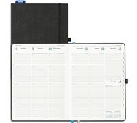 IN-LUXPRO 2027 Diary: Large A4 Week to View (29x21.5 cm) 12 Months (Jan.- Dec.) Vertical Weekly Appointment Hardcover Planner with Timeslots & Month Tabs, Inner Pocket, 100GSM Paper, PU Leather Black