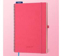 IN-LUXPRO Academic Diary 2026-2027: A4 Week to View (29x21.5 cm) 18 Months(Jul'26 - Dec'27) Spiral Weekly & Monthly Planner with Month Tabs & Inner Pocket, Expenses/Note Pages, PU Leather Rose Red