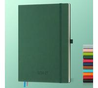 IN-LUXPRO Academic Diary 2026-2027: A4 Week to View (29x21.5 cm) 18 Months(Jul'26 - Dec'27) Weekly & Monthly Planner with Month Tabs & Inner Pocket, Expenses/Note Pages, PU Leather Green