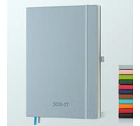 IN-LUXPRO Academic Diary 2026-2027: A4 Week to View (29x21.5 cm) 18 Months(Jul'26 - Dec'27) Weekly & Monthly Planner with Month Tabs & Inner Pocket, Expenses/Note Pages, PU Leather Dusty Blue