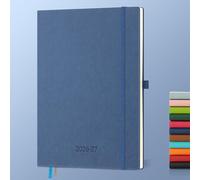 IN-LUXPRO Academic Diary 2026-2027: A4 Week to View (29x21.5 cm) 18 Months(Jul'26 - Dec'27) Weekly & Monthly Planner with Month Tabs & Inner Pocket, Expenses/Note Pages, PU Leather Blue