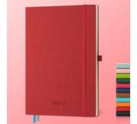 IN-LUXPRO Academic Diary 2026-2027: A4 Week to View (29x21.5 cm) 18 Months(Jul'26 - Dec'27) Weekly & Monthly Planner with Month Tabs & Inner Pocket, Expenses/Note Pages, PU Leather Red