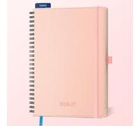 IN-LUXPRO Academic Diary 2026-2027: A5 Week to View (21.9x16.2 cm) 18 Months(Jul'26 - Dec'27) Spiral Weekly & Monthly Planner with Month Tabs & Inner Pocket, Expenses/Note Pages, PU Leather Pink