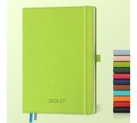 IN-LUXPRO Academic Diary 2026-2027: A5 Week to View (21.9x16.2 cm) 18 Months(Jul'26 - Dec'27) Weekly & Monthly Planner with Month Tabs & Inner Pocket, Expenses/Note Pages, PU Leather Wasabi Green