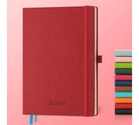 IN-LUXPRO Academic Diary 2026-2027: A5 Week to View (21.9x16.2 cm) 18 Months(Jul'26 - Dec'27) Weekly & Monthly Planner with Month Tabs & Inner Pocket, Expenses/Note Pages, PU Leather Red