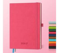 IN-LUXPRO Academic Diary 2026-2027: A5 Week to View (21.9x16.2 cm) 18 Months(Jul'26 - Dec'27) Weekly & Monthly Planner with Month Tabs & Inner Pocket, Expenses/Note Pages, PU Leather Rose Red
