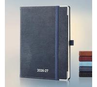 IN-LUXPRO Academic Diary 2026-2027: Luxury A5 Week to View (21.9x16.2 cm) 18 Months (Jul'26 - Dec'27) Horizontal Weekly & Monthly Planner with Month Tabs & Inner Pocket, Premium PU Leather Navy Blue