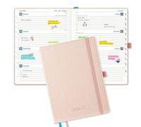 IN-LUXPRO Academic Diary 2026-2027: Luxury A5 Week to View (21.9x16.2cm)18 Months (Jul'26 - Dec'27) Mid Year Diary 26/27 Horizontal Weekly Planner with Timeslots & Month Tabs, PU Leather Pink