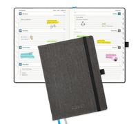 IN-LUXPRO Academic Diary 2026-2027: Luxury A5 Week to View (21.9x16.2cm)18 Months (Jul'26 - Dec'27) Mid Year Diary 26/27 Horizontal Weekly Planner with Timeslots & Month Tabs, PU Leather Dark Grey
