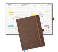 IN-LUXPRO Academic Diary 2026-2027: Luxury A5 Week to View (21.9x16.2cm)18 Months (Jul'26 - Dec'27) Mid Year Diary 26/27 Vertical Weekly Planner with Timeslots & Month Tabs, PU Leather Coffee