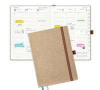 IN-LUXPRO Academic Diary 2026-2027: Luxury A5 Week to View (21.9x16.2cm)18 Months (Jul'26 - Dec'27) Mid Year Diary 26/27 Vertical Weekly Planner with Timeslots & Month Tabs, PU Leather Khaki
