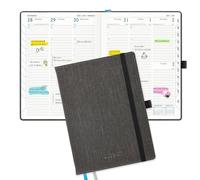 IN-LUXPRO Academic Diary 2026-2027: Luxury A5 Week to View (21.9x16.2cm)18 Months (Jul'26 - Dec'27) Mid Year Diary 26/27 Vertical Weekly Planner with Timeslots & Month Tabs, PU Leather Dark Grey