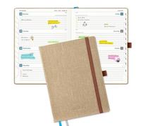 IN-LUXPRO Academic Diary 2026-2027: Luxury A5 Week to View (21.9x16.2cm)18 Months (Jul'26 - Dec'27) Mid Year Diary 26/27 Horizontal Weekly Planner with Timeslots & Month Tabs, PU Leather Khaki