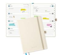 IN-LUXPRO Academic Diary 2026-2027: Luxury A5 Week to View (21.9x16.2cm)18 Months (Jul'26 - Dec'27) Mid Year Diary 26/27 Horizontal Weekly Planner with Timeslots & Month Tabs, PU Leather White