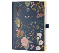 IN-LUXPRO Academic Diary 2026-2027: Luxury Diary A5 Week to View(21.9x16.2 cm)18 Months(Jul'26-Dec'27) Vertical Hourly Layout Weekly Planner with Timeslots, 3D Designed Flower Hardcover Green