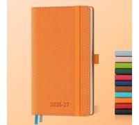 IN-LUXPRO Academic Diary 2026-2027: Pocket A6 Week to View Slim (16.4x9.5 cm) 18 Months(Jul'26 -Dec'27) Weekly & Monthly Planner with Month Tabs & Inner Pocket, Expenses/Note Pages, PU Leather Orange