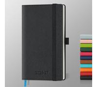 IN-LUXPRO Academic Diary 2026-2027: Pocket A6 Week to View Slim (16.4x9.5 cm) 18 Months(Jul'26 - Dec'27) Weekly & Monthly Planner with Month Tabs & Inner Pocket, Expenses/Note Pages, PU Leather Black