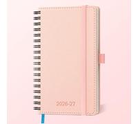 IN-LUXPRO Academic Diary 2026-2027: Pocket A6 Week to View Slim(16.4x9.5cm) 18 Months(Jul'26-Dec'27)Spiral Weekly &Monthly Planner with Month Tabs & Inner Pocket, Expenses/Note Pages, PU Leather Pink