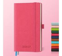 IN-LUXPRO Academic Diary 2026-2027: Pocket A6 Week to View Slim (16.4x9.5cm)18 Months(Jul'26 -Dec'27) Weekly & Monthly Planner with Month Tabs & Inner Pocket, Expenses/Note Pages, PU Leather Rose Red