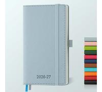 IN-LUXPRO Academic Diary 2026-2027: Pocket A6 Week to View Slim (16.4x9.5cm)18 Months(Jul'26-Dec'27)Weekly & Monthly Planner with Month Tabs & Inner Pocket, Expenses/Note Pages, PU Leather Dusty Blue