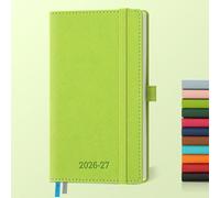 IN-LUXPRO Academic Diary 2026-2027: Pocket A6 Week to View Slim(16.4x9.5cm)18 Months(Jul'26-Dec'27) Weekly & Monthly Planner with Month Tabs &Inner Pocket, Expenses/Note Pages,PU Leather Wasabi Green