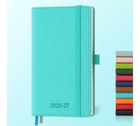 IN-LUXPRO Academic Diary 2026-2027: Pocket A6 Week to View Slim(16.4x9.5cm)18 Months(Jul'26-Dec'27) Weekly & Monthly Planner with Month Tabs & Inner Pocket, Expenses/Note Pages, PU Leather Light Blue