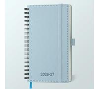 IN-LUXPRO Academic Diary 2026-2027: Pocket A6 Week to View Slim(16.4x9.5cm)18Months(Jul'26 -Dec'27)Spiral Weekly&Monthly Planner with Month Tabs&Inner Pocket,Expenses/Note Pages,PU Leather Dusty Blue