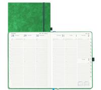 IN-LUXPRO Academic Diary 2026-2027 Week to View A4 Large(29x21.5 cm) 18 Months (Jul'26 - Dec'27) Mid Year Diary 26/27 Vertical Weekly Planner with Timeslots& Month Tabs, PU Leather Green