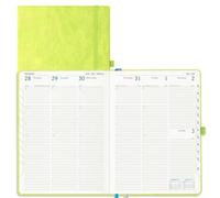 IN-LUXPRO Academic Diary 2026-2027 Week to View A4 Large(29x21.5 cm) 18 Months (Jul'26 - Dec'27) Mid Year Diary 26/27 Vertical Weekly Planner with Timeslots& Month Tabs, PU Leather Apple Green