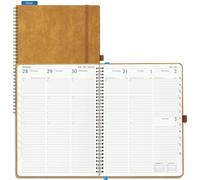 IN-LUXPRO Academic Diary 2026-2027 Week to View A4 Large(29x21.5 cm) Spiral 18 Months (Jul'26 - Dec'27) Mid Year Diary 26/27 Vertical Weekly Planner with Timeslots& Month Tabs, PU Leather Caramel