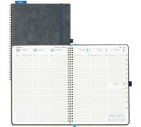 IN-LUXPRO Academic Diary 2026-2027 Week to View A4 Large(29x21.5 cm)Spiral 18 Months (Jul'26 - Dec'27)Mid Year Diary 26/27 Vertical Weekly Planner with Timeslots& Month Tabs, PU Leather Charcoal Gray