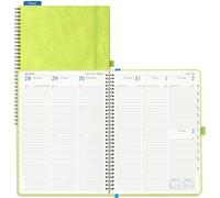 IN-LUXPRO Academic Diary 2026-2027 Week to View A4 Large(29x21.5 cm) Spiral 18 Months (Jul'26 - Dec'27) Mid Year Diary 26/27 Vertical Weekly Planner with Timeslots& Month Tabs, PU Leather Apple Green
