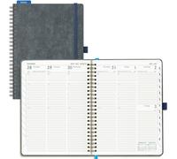 IN-LUXPRO Academic Diary 2026-2027 Week to View A5 Medium(21.9x16.2 cm)Spiral 18 Months(Jul'26-Dec'27)Mid Year Diary 26/27 Vertical Weekly Planner with Timeslots& Month Tabs, PU Leather Charcoal Gray