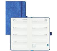 IN-LUXPRO Academic Diary 2026-2027 Week to View Pocket A6 (16.4x9.5 cm) 18 Months (Jul'26 - Dec'27) Mid Year Diary 26/27 Weekly Planner with Timeslots& Month Tabs, PU Leather Blue