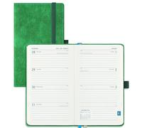 IN-LUXPRO Academic Diary 2026-2027 Week to View Pocket A6 (16.4x9.5 cm) 18 Months (Jul'26 - Dec'27) Mid Year Diary 26/27 Weekly Planner with Timeslots& Month Tabs, PU Leather Green