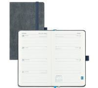 IN-LUXPRO Academic Diary 2026-2027 Week to View Pocket A6 (16.4x9.5 cm) 18 Months (Jul'26 - Dec'27) Mid Year Diary 26/27 Weekly Planner with Timeslots& Month Tabs, PU Leather Charcoal Gray