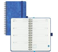 IN-LUXPRO Academic Diary 2026-2027 Week to View Pocket A6 (16.4x9.5 cm) Spiral 18 Months (Jul'26 - Dec'27) Mid Year Diary 26/27 Weekly Planner with Timeslots& Month Tabs, PU Leather Blue