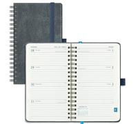 IN-LUXPRO Academic Diary 2026-2027 Week to View Pocket A6(16.4x9.5 cm) Spiral 18 Months(Jul'26-Dec'27) Mid Year Diary 26/27 Weekly Planner with Timeslots& Month Tabs, PU Leather Charcoal Gray