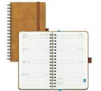 IN-LUXPRO Academic Diary 2026-2027 Week to View Pocket A6 (16.4x9.5 cm) Spiral 18 Months (Jul'26 - Dec'27) Mid Year Diary 26/27 Weekly Planner with Timeslots& Month Tabs, PU Leather Caramel